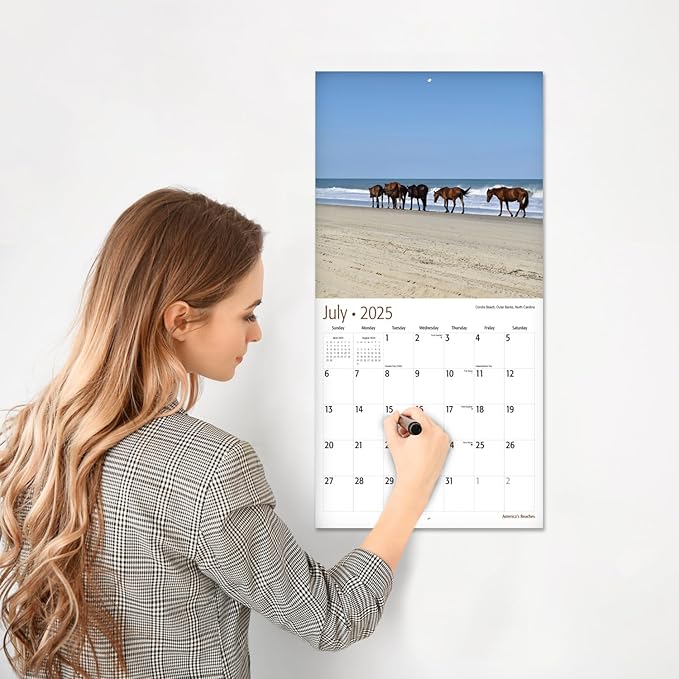RED EMBER America's Beaches 2025 Wall Calendar 12 Month | 12" x 24" Open | Thick & Sturdy Paper | Giftable | Calendar 2025