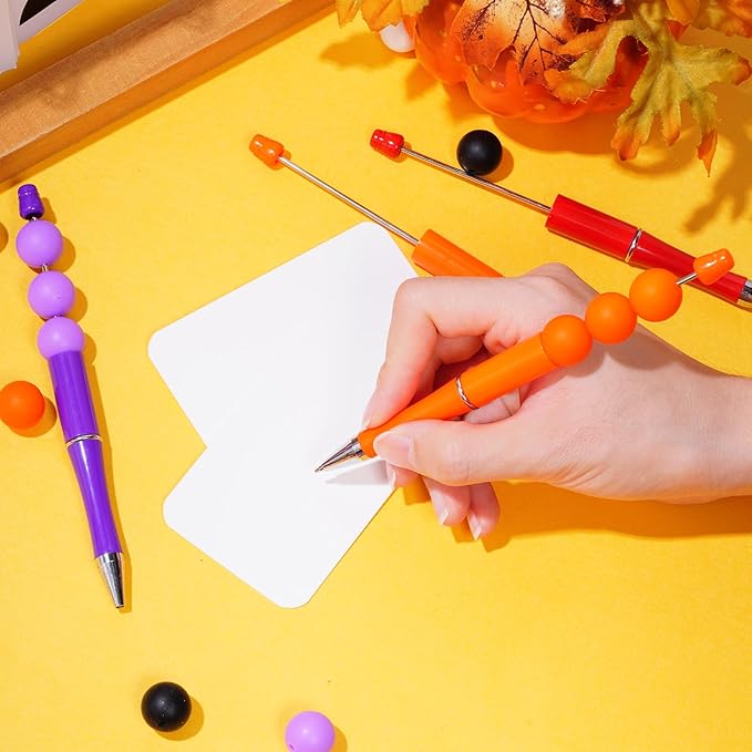 jiebor 30Pcs Beadable Pens Plastic Bead Pen Black Ink Ballpoint Pens Diy Pens Cute Cool Pens for Halloween Kids Girls Students Teacher Bridal Graduation Gift Office School Supplies