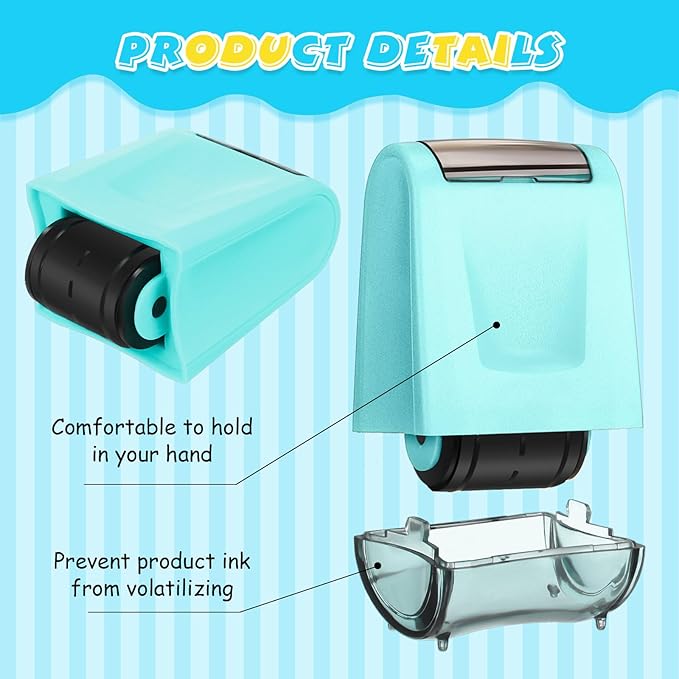 Sherr 2 Handwriting Line Stamp Roller Dashed Handwriting Lines Practice Roller Stamp for Kids, Teachers Kindergarten Education Classroom Back to School Need(2.72 x 2.44 x 1.54 Inch,Green,Light Blue)