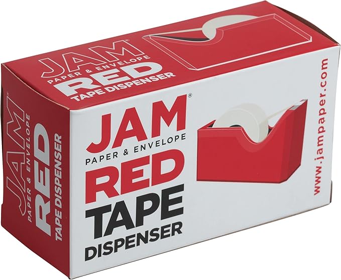 JAM PAPER Colorful Desk Tape Dispensers - Red - Sold Individually