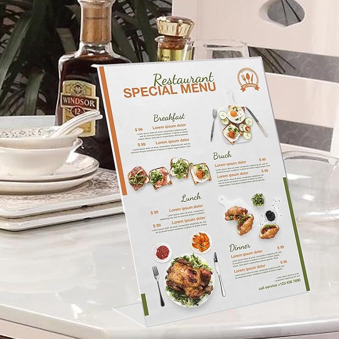 18 Pack Acrylic Sign Holder 8.5 X 11, L Shape Clear Sign Holder, Clear Plastic Sign Holder Picture Photo Frames, Flyer Document Paper Display Stand for Office Desktop