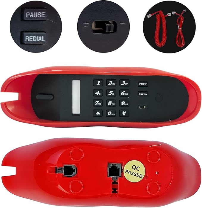 Corded Lip Phone, Benotek Novelty Landline Phone for Home/Office/Shops/Party Decor, Real Wired Funny Mouth Cartoon Telephone for Gift (Red)