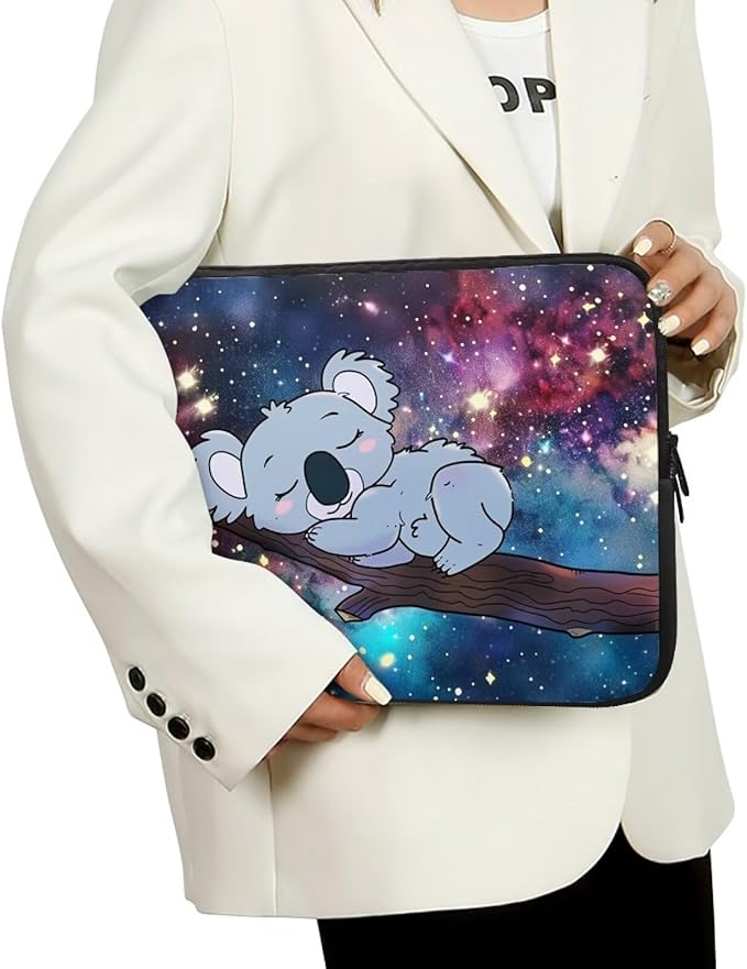 Galaxy Koala Computer Sleeve for Women Girls 13 inch Laptop Sleeve Durable Lap Top Case with Multiple Uses Tablet Bag Kawaii Animal Laptop Carrying Case Briefcase Starry Night
