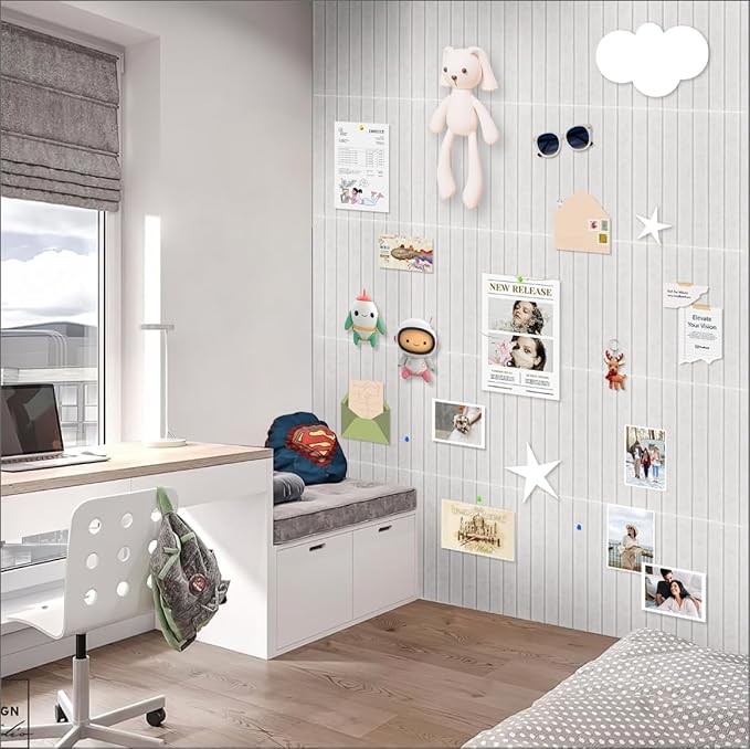 Smarpau 48"x36" Felt Bulletin Boards Felt Wall Tiles with Slat Wall Paneling 12 Pack Large Corkboard Cork Bulletin with Removable Adhesive Tabs Cork Tiles for Office Home Classroom Light Camel