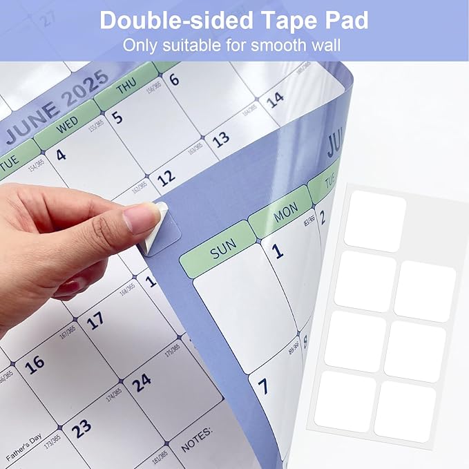 24" x 36" 2025 Wall Calendar, Folded Wet & Dry Erase Wall Calendar 12 Month, Annual Yearly Planner Yearly Laminated Calendar 2025 Horizontal/Vertical, with Julian Dates