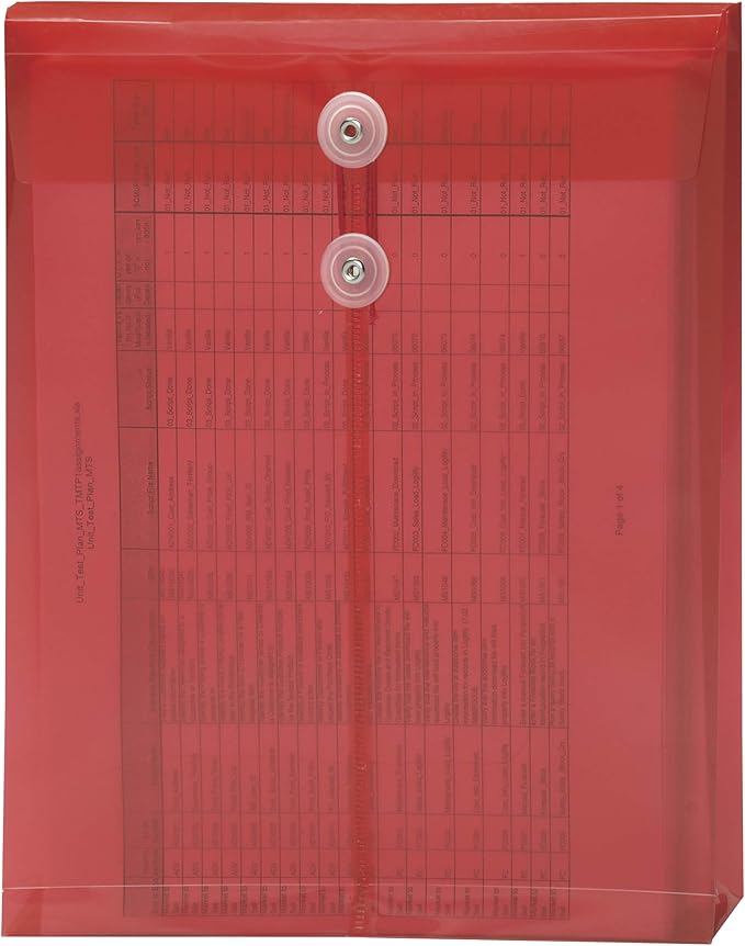 Smead Poly Envelope, 1-1/4" Expansion, String-Tie Closure, Top Load, Letter Size, Assorted Colors, 5 per Pack (89501)