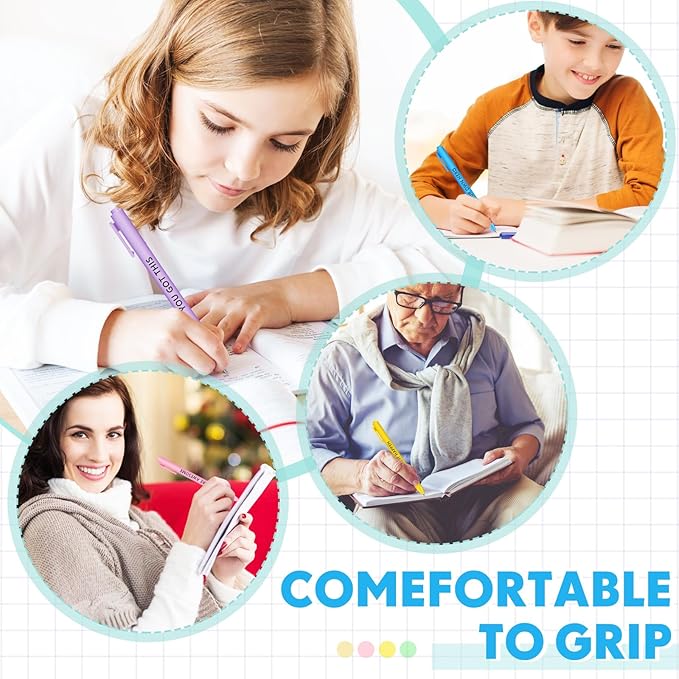 50 Pcs Gel Ink Pens Motivational Inspirational Quote Pen Retractable Rolling Ball Smooth Writing for Coworkers Supplies Office Home(Bright Color,Awesome)