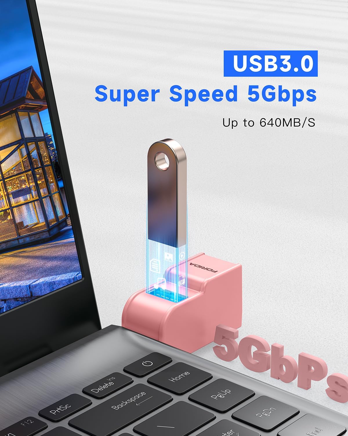 3 Ports USB 3.0 Adapter, USB Hub with 1 USB 3.0 and 2 USB 2.0 Port, Portable USB Port Splitter for Keyborad, Mobile Hard Disk, U Disk, Camera, Mouse,etc (Pink)