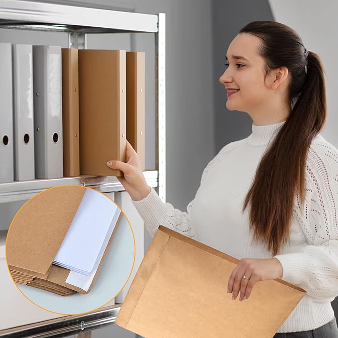 Expandable Envelopes 10x13x2 Large Kraft Envelopes 10x13 Catalog Envelopes Peel and Seal for Home Office Business Storage and Organizing (100)