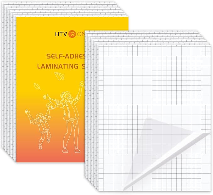 HTVRONT Self-Adhesive Laminating Sheets - 20 Clear Sheets, 9 x 12 Inches, No Machine Needed