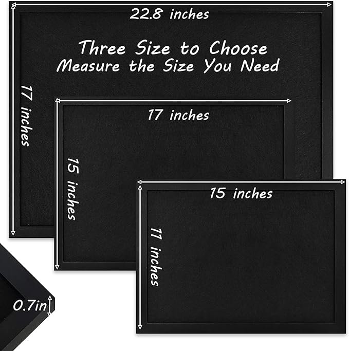 Black Cork Board Black Bulletin Board Pin Display Board for Wall Corkboard Black Pushpin Board Vision Board Picture Photo Felt Board for Memos, Photos, Home, Kitchen, Office,17"x13"