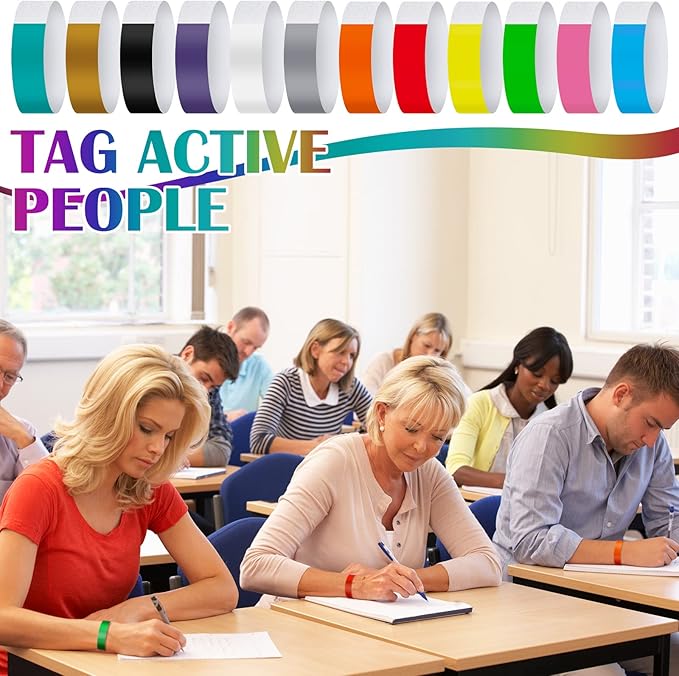 Epakh 600 Pcs Paper Wristbands Neon Wrist Bands Waterproof Handbands for Events Lightweight Concert Wristbands Neon Colored Adhesive Wrist Band for Party