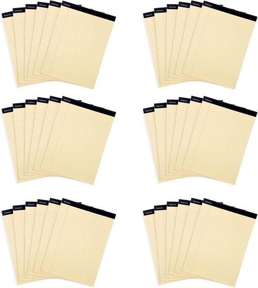 Mintra Office Legal Pads, ((xBasic, 8.5in x 11in, Wide (Canary), 36pk (6-6pks)), Wide Ruled, 50 Sheets per Notepad, Micro perforated Writing Pad, Notebook Paper for School, College, Office, Work