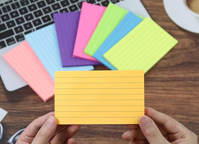 8 Pads Lined Sticky Notes 3x5 in Post, 8 Colors Self Sticky Notes Pad Its, Bright Colorful Rectangle Sticky Notes for Office, Home, School, Meeting, 50 Sheets/pad