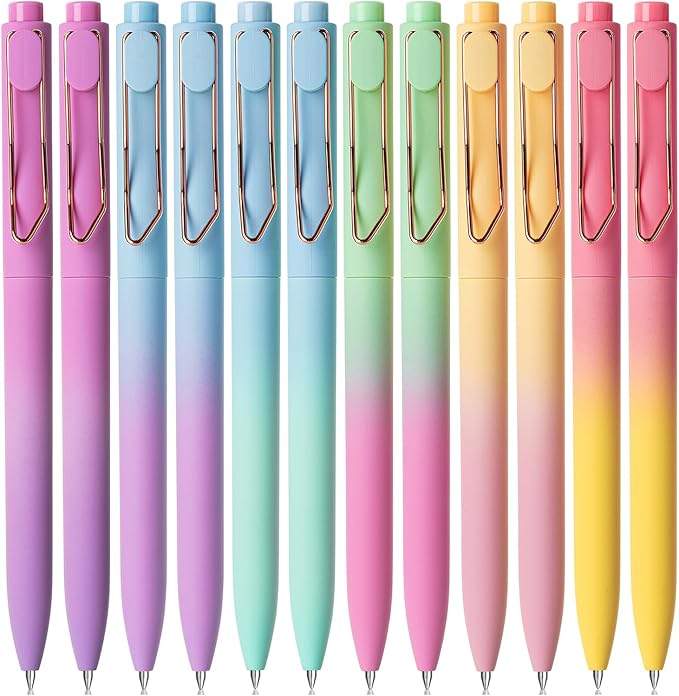Mr. Pen- Ballpoint Pens, 12 Pack, Gradient Color Barrels, Black Ink, Cute Ballpoint Pens Black Ink, Cute Pens for Journaling