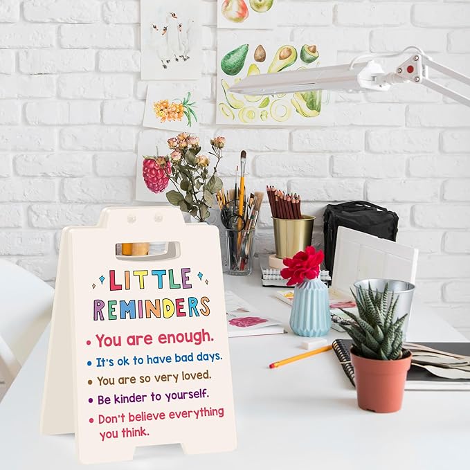 Office Desk Accessories Women Office Workspace Cubicle Decor Teacher Counselor Office Essential Little Reminders You Are Enough Mental Health Coworker Associates Christmas Inspirational Gift Beige