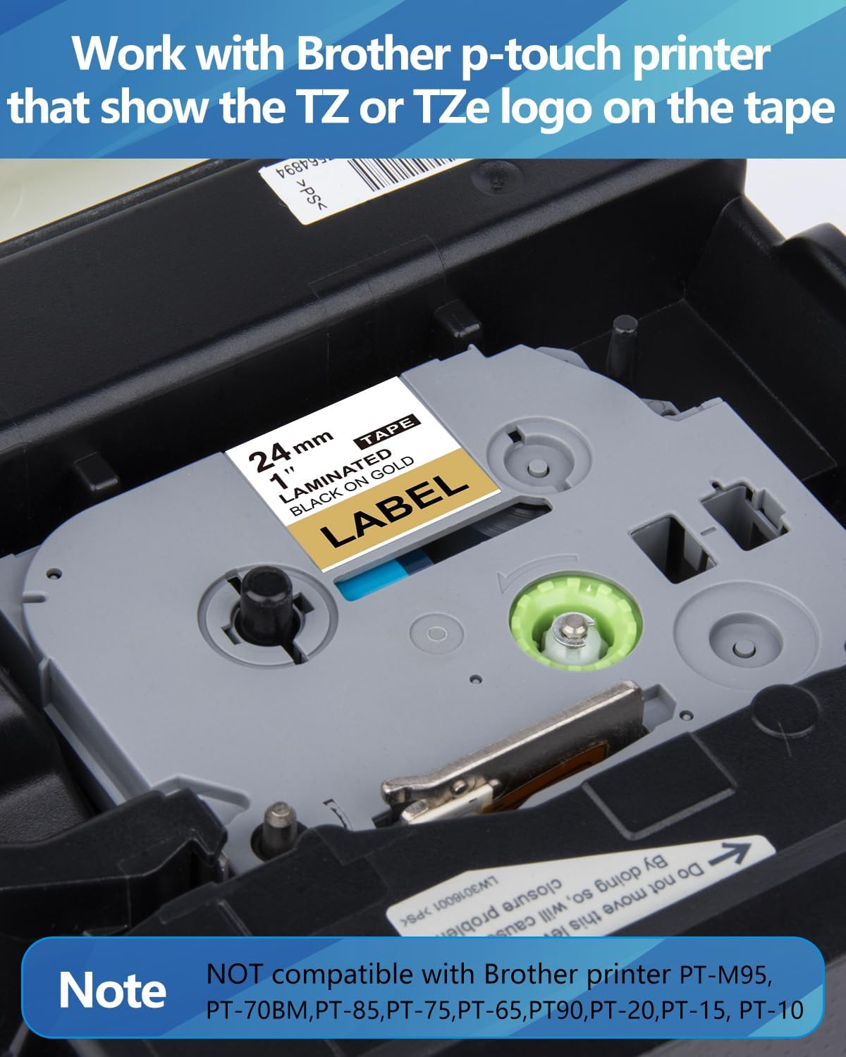 Weemay 3 Pack TZe851 24mm Black on Gold Laminated Label Tape Compatible with Brother Label Maker Tape TZe-851 TZe 851 TZ-851 TZ851 for PTouch PT-E500 PT-D600 PT-P750W PT-P900W Printer, 1 in x 26.2 ft