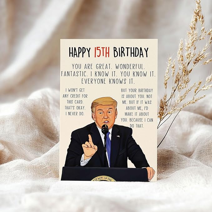 Funny 15th Birthday Card for Him Her, Humorous 15th Birthday Gift for Son Daughter, Happy 15 Year Old Birthday Decorations for Niece Nephew