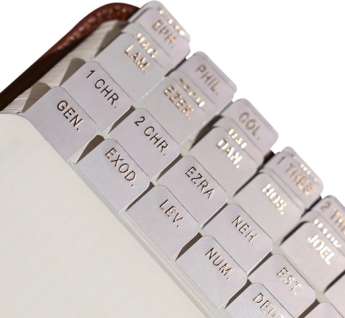 Idyllic Grace - Mini Bible Tabs, Embossed Gold Foil, Journaling, Small Bibles, Study Tool, 90 Tabs, Old and New Testament, Christian, Catholic, Apocrypha, Index Tabs, Matte Laminated - Peace