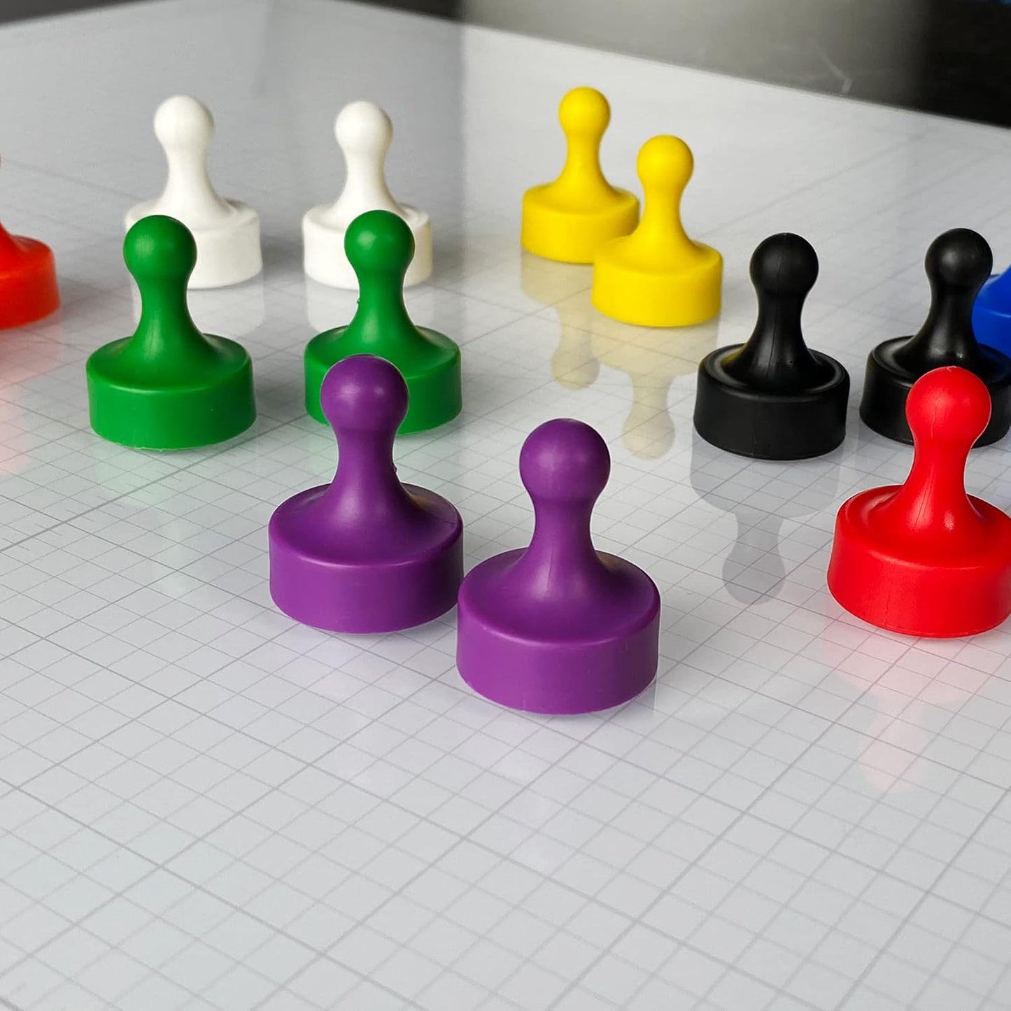 GLASSBOARD STUDIO Powerful Neodymium Magnets, Pawn-Shaped - Strong Fridge/Refrigerator and Whiteboard Magnet, Ideal for Office, Kitchen, Crafts - Rare Earth, Heavy Duty (8, Orange)