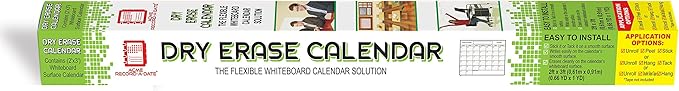 Whiteboard Dry Erase Monthly Calendar 2' x 3' Flexible Durable Sheet Material - Best for Goals Current Events By Acme Record A Date Offer Easy to Install Stick or Tack for Home School Business