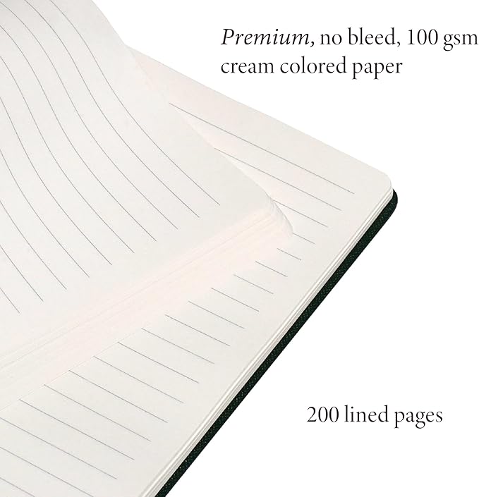 Hardcover Ruled Journal with Thick 100 gsm College Ruled Paper A5 size (8.3 inches x 5.4 inches) - Daily Writing Notebook Journal for Travel, School and Office Use - Diary Journal for Women and Men - Evergreen