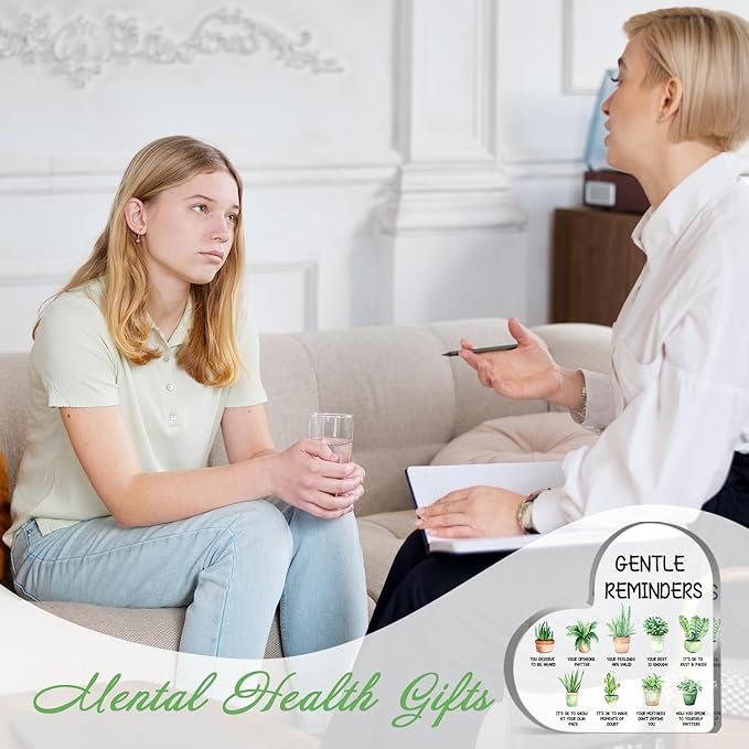 Gentle Reminders Decor, Positive Affirmations Desktop Art Decorations for Home Therapy Office School Counselling Office Mental Health Awareness Gifts, Positive Affirmations Heart Acrylic Decor