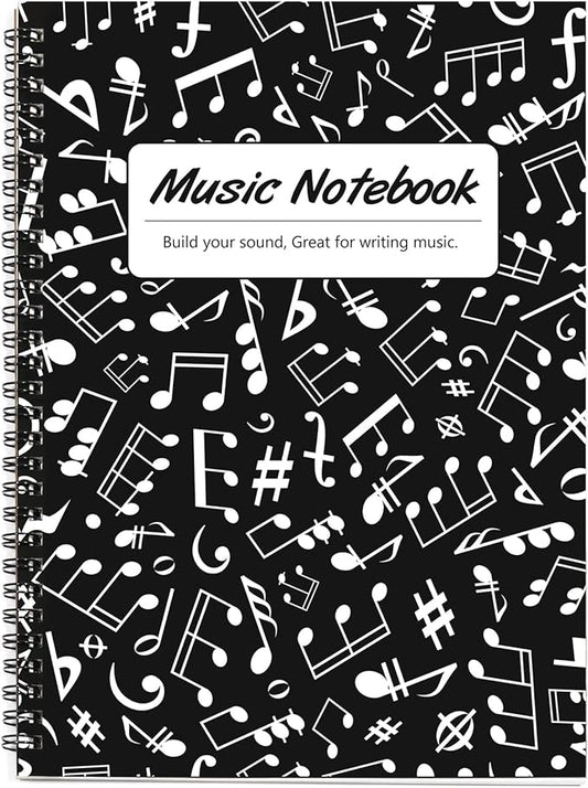 MAXCURY Blank Sheet Music Composition Manuscript Staff Paper Art Music Notebook Black 100Pages 26x19cm (Notes Family)