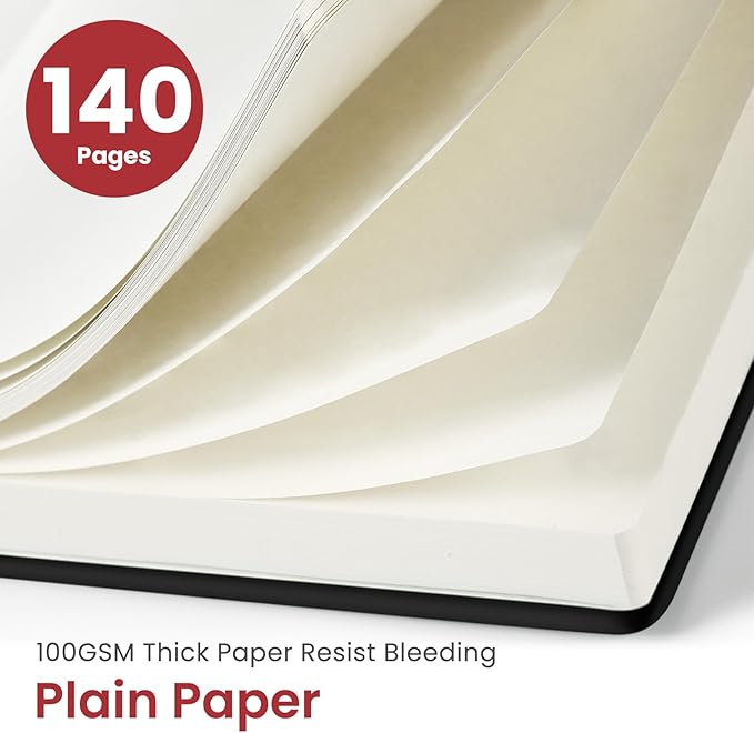 Taja Blank Spiral Journal Notebook for Women & Men, 140 Pages, Sketch Book, Plain Notebook for Drawing & Sketching, Journals for Creative Writing, A5(6"x8") - Black