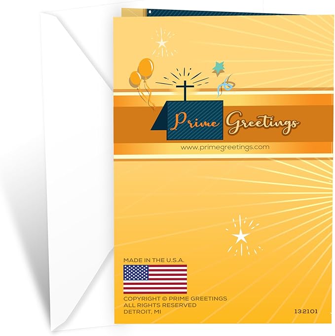 Prime Greetings Religious Birthday Card For Grandson, Made in America, Eco-Friendly, Thick Card Stock with Premium Envelope 5in x 7.75in, Packaged in Protective Mailer