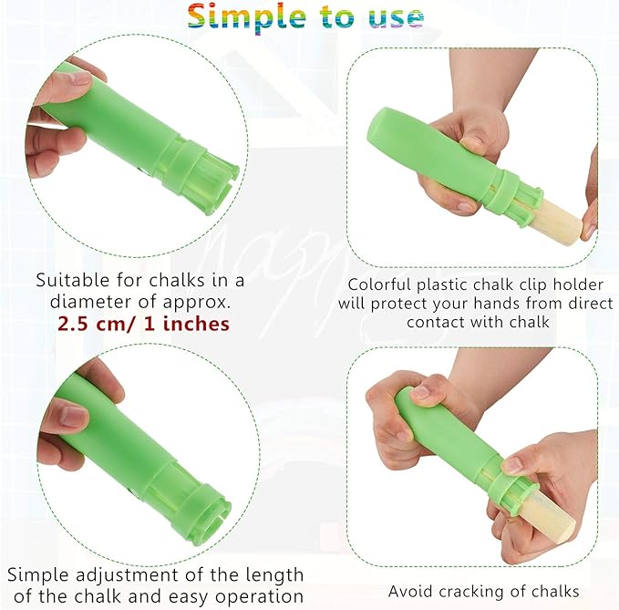 Sidewalk Chalk Holders Railroad Chalk Holder Jumbo Plastic Adjustable Clip for Kids Teachers Students Office or Classroom(5 Pieces)