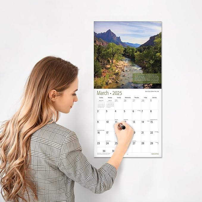 RED EMBER National Parks with Inspirational Quotes 2025 Wall Calendar 12 Month | 12" x 24" Open | Thick & Sturdy Paper | Giftable | Calendar 2025