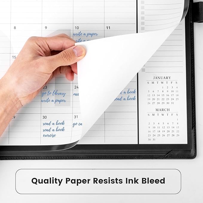 Desk Calendar 2025-2026,24 Month Wall Calendar from Jan 2025-Dec 2026, Large Desk Calendar 17" x 12" with To-Do Lists, Leather Desk Pad Calendar with PVC Cover for Home School and Office,Black