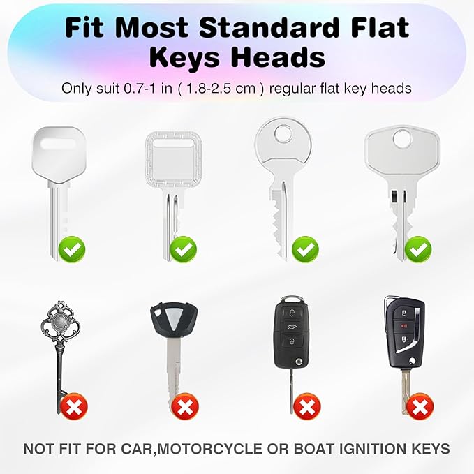 20 Pack Key Color Caps Covers Tags, Soft Rubber Key Identifiers, Plastic Key Toppers for Standard Flat Organization House Key (Not Suitable for Odd-Shaped Keys), 10 Colors, 2 Styles