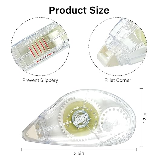 Glue Runner Permanent, Double Sided Adhesive Scrapbook Runner Tape Roller, 0.3-inch by 360-Inch, Permanent Adhesive Dots Roller Applicator - 6 Packs White