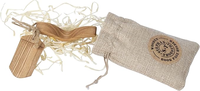 Handmade Wooden Book Page Holder - Wooden Thumb Bookmark - Novel Reading Accessories, Book Gadgets, Presents for Readers, Book Lovers Gifts, Bookworm (Ash Natural)