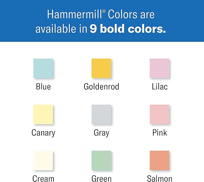 Hammermill Colored Paper, 24 lb Pink Printer Paper, 8.5 x 11-1 Ream (500 Sheets) - Made in the USA, Pastel Paper, 104463R