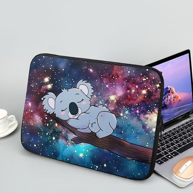 Galaxy Koala Computer Sleeve for Women Girls 13 inch Laptop Sleeve Durable Lap Top Case with Multiple Uses Tablet Bag Kawaii Animal Laptop Carrying Case Briefcase Starry Night