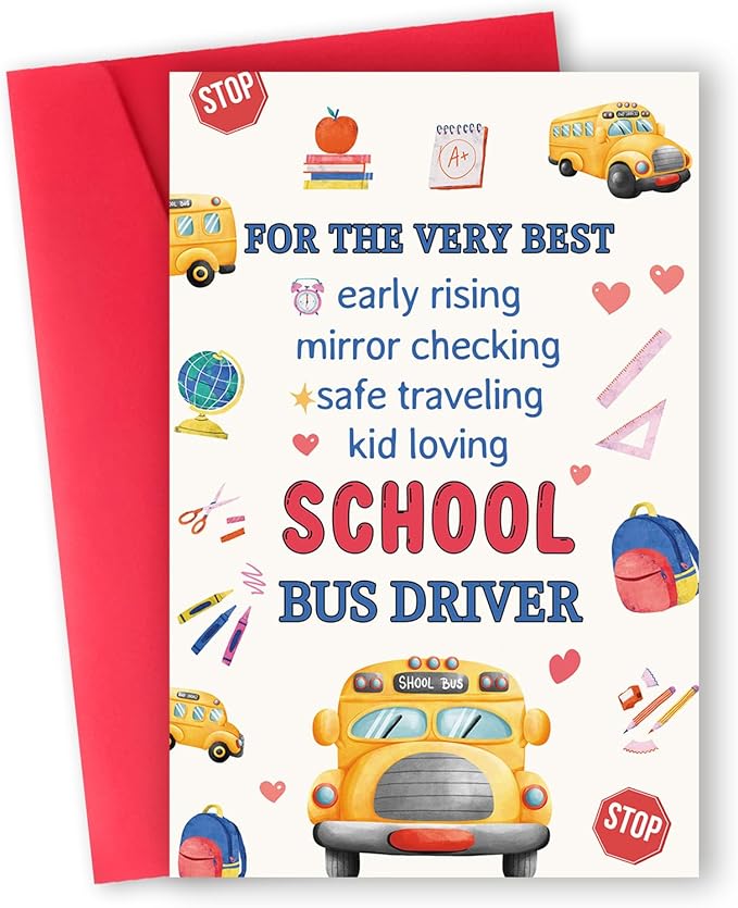 Funny School Bus Driver Appreciation Gifts, Cute School Bus Driver Retirement/End of School Year Gift Card for Him Her