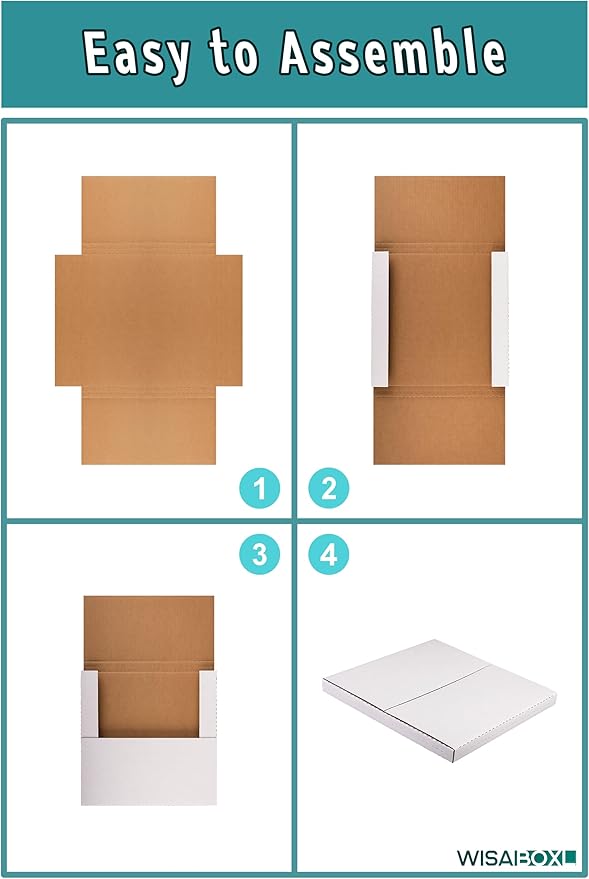 9x6x1.3 inch DVD Shipping Boxes, Multi-Depth Small Box for Mailing, Storing, Package, Gifts, Crafts, Business or Home, with Fragile Stickers, White, 25-Pack