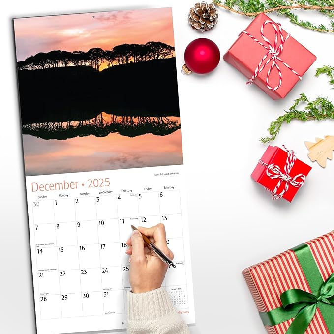 RED EMBER Reflections 2025 Wall Calendar 12 Month | 12" x 24" Open | Thick & Sturdy Paper | Giftable | Calendar 2025