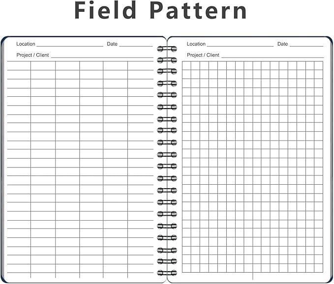 2PCS Field Grid Weatherproof Spiral Notebooks 4.8"x7" with All-Weather Stone Paper and Waterproof PVC Cover, 100 Pages per Pocket Notepad, A6 Medium Memo Steno Pads (Field, Blue)