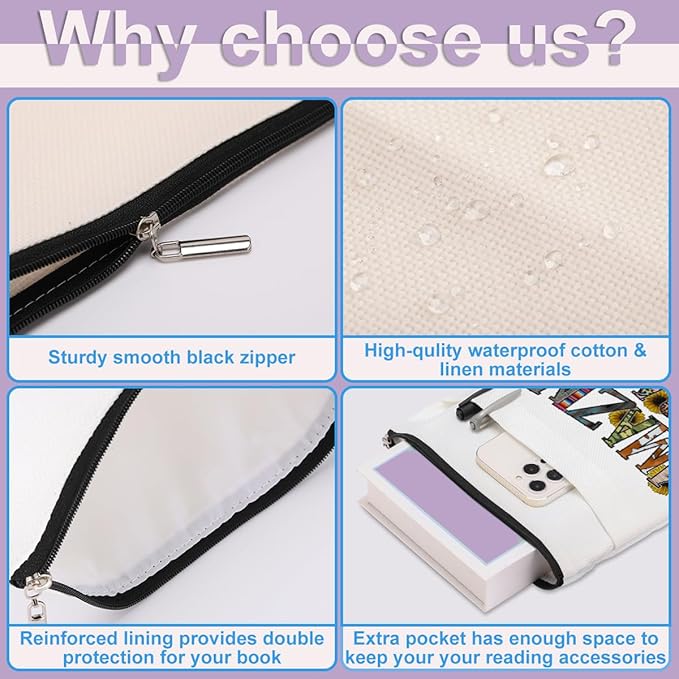 Inspirational Western Faith Christian Gifts Book Sleeve Book Cover Religious Cowgirl Accessories for Women Therapist Mom Friendship Christmas Birthday Book Lovers Gifts Book Protector with Zipper