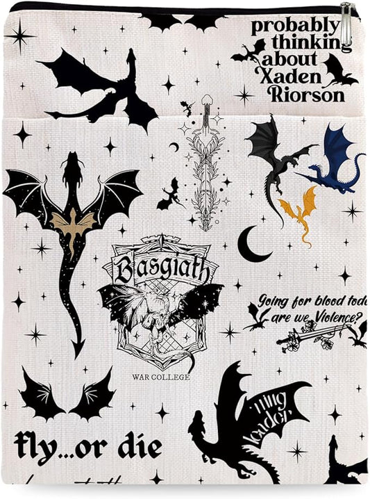 Romantasy Dark Academia Dragons Book Sleeve, Fantasy Novel Reader Gift, Bookish Gifts, Book Inspired Gift, Paperback Book Protector Book Cover Dragons Lovers Book Gifts (Dragons Book Sleeve-1107)