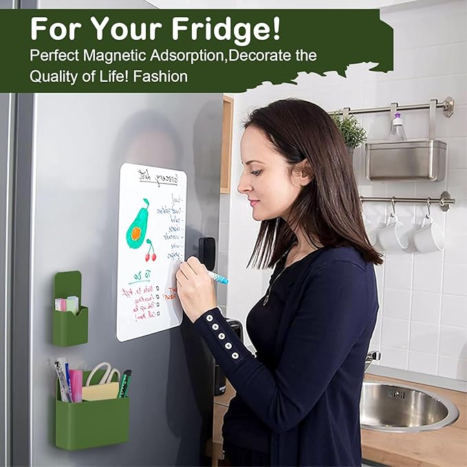 Magnetic Pen Holder,2 Pack Magnetic Dry Erase Marker Holder with Generous Compartments,Strong Magnet Storage Marker Pen Pencil Organizer for Refrigerator,Whiteboard,Locker Accessories