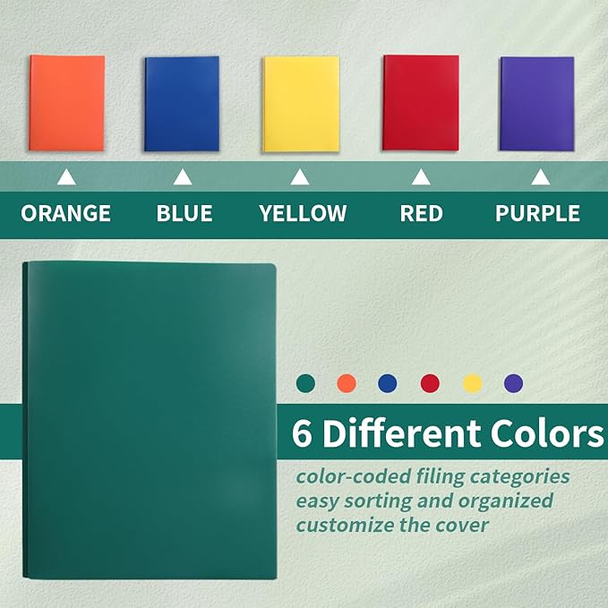 Plastic Two Pocket Folders with Prongs, LAYZZ 30 Pack Heavyweight Letter Size Plastic Folders with Pockets and Prongs, Poly Plastic Folders for Office & School