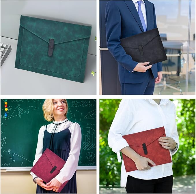 Brown Leather File Folder Letter Size, File Organizer, Important Document Folders with Pockets, Document Organizer, Laptop Sleeve Notebook Case, Paper Storage, A4 Envelopes Filing Folder