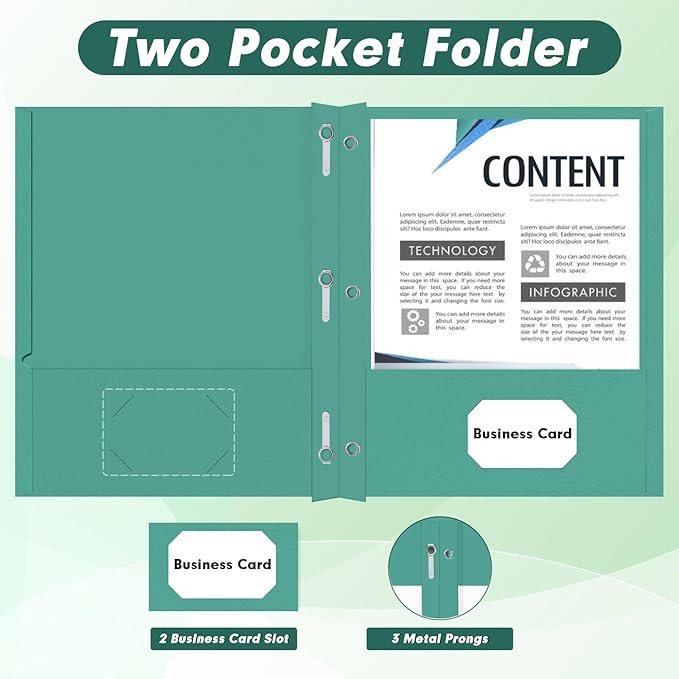 Two Pocket Folders, PANDRI 30 Pack Two Pocket Folders with Prongs, Designed for Office and Classroom, Assorted 5 Dark Colors 2 Pocket 3 Prong Folders