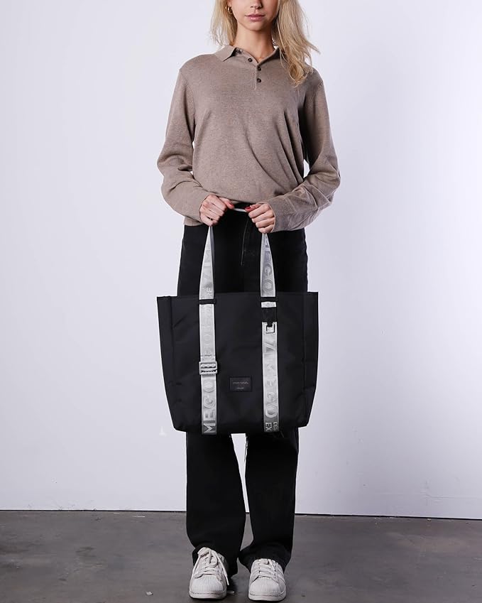 ZIMEGO Unisex Two-Tone Gym Tote Bag - Stylish Everyday Travel Tote with Double Top Handles