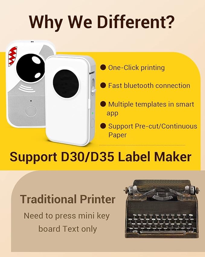 Phomemo Labels-3 Roll D30 Adhesive White Continuous Thermal Label Paper,1/2" X 20 Ft (15mm X 6m) Black on White for D30/D35 Label Maker, for Home,Kitchen,School,Office,Gift,Organization